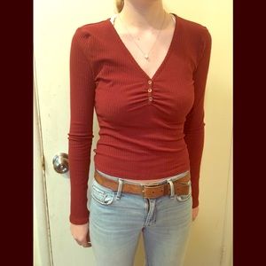 Tillys sky and sparrow rust long sleeve shirt